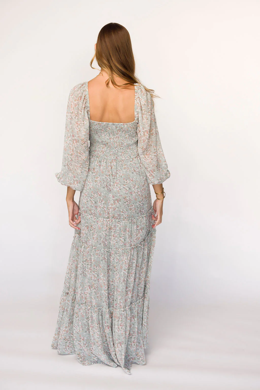 Daphne Long Sleeve Maxi Dress in Sage/Pink/Ivory Floral - Bump Friendly & Inclusive Sizing (XS-3XL) - Image 9