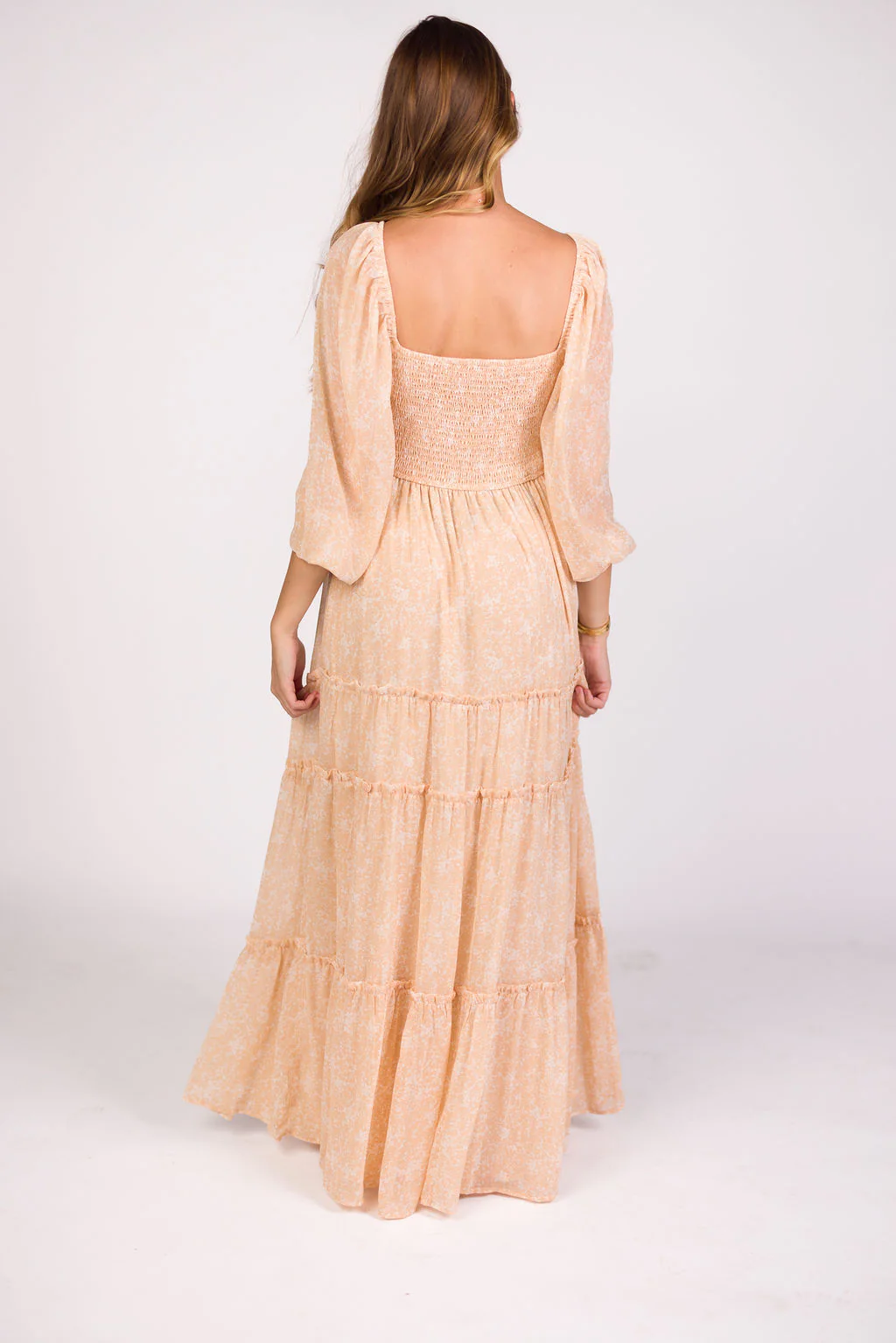 Daphne Long Sleeve Maxi Dress in Light Beige/White Floral - Bump Friendly - Image 13