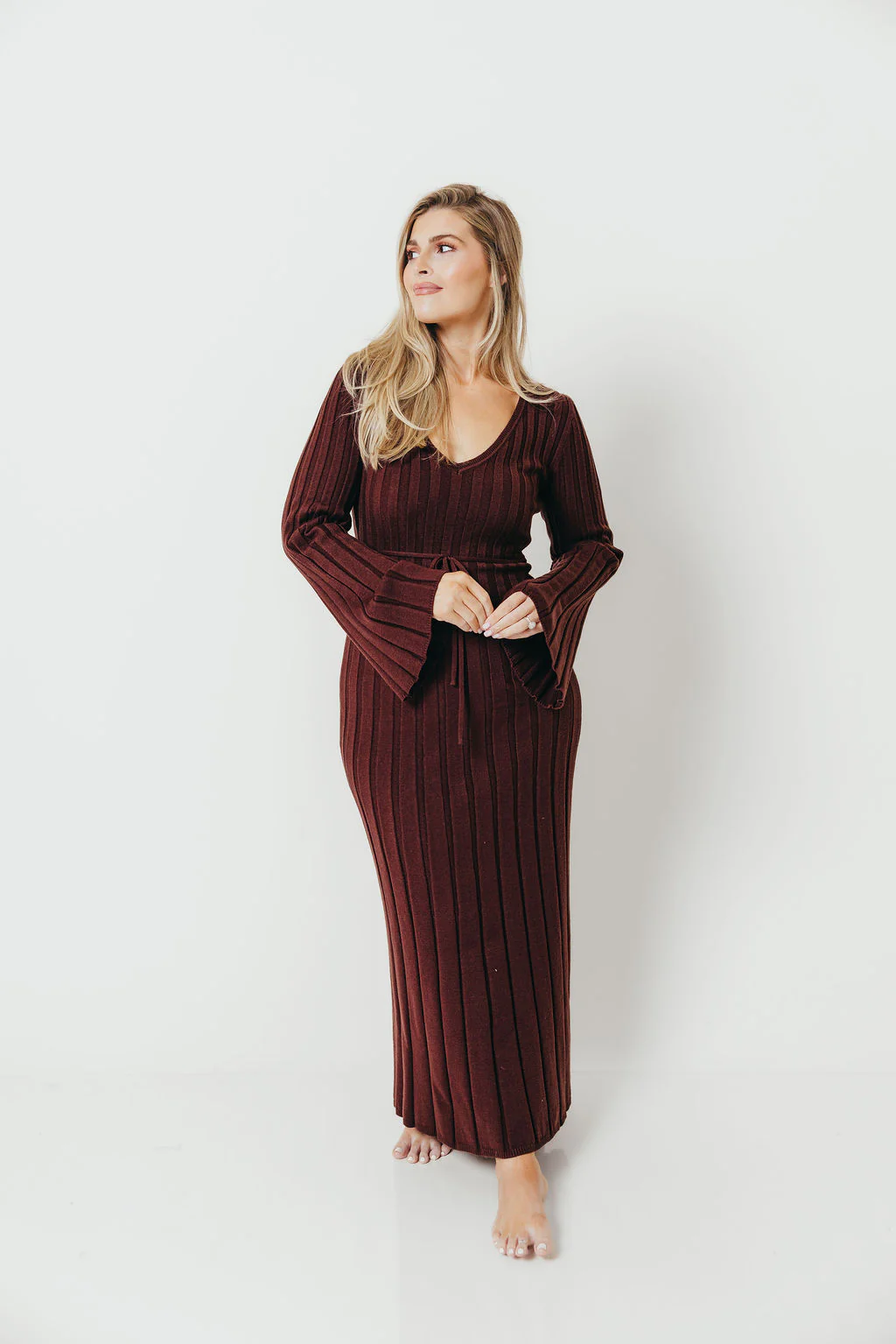Hearth V-Neck Maxi Dress in Brown - Bump Friendly *Final Sale* - Image 3