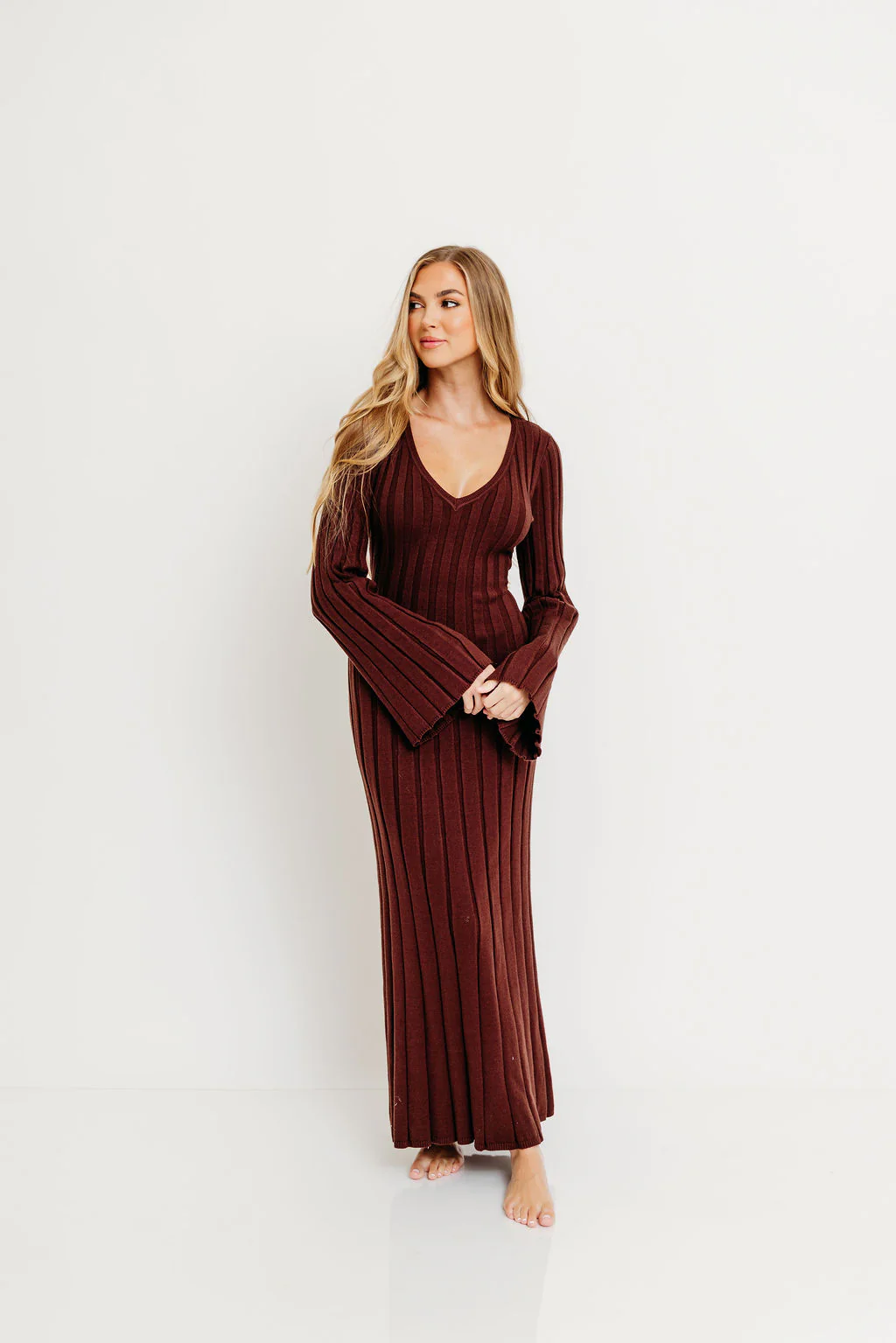Hearth V-Neck Maxi Dress in Brown - Bump Friendly *Final Sale* - Image 7