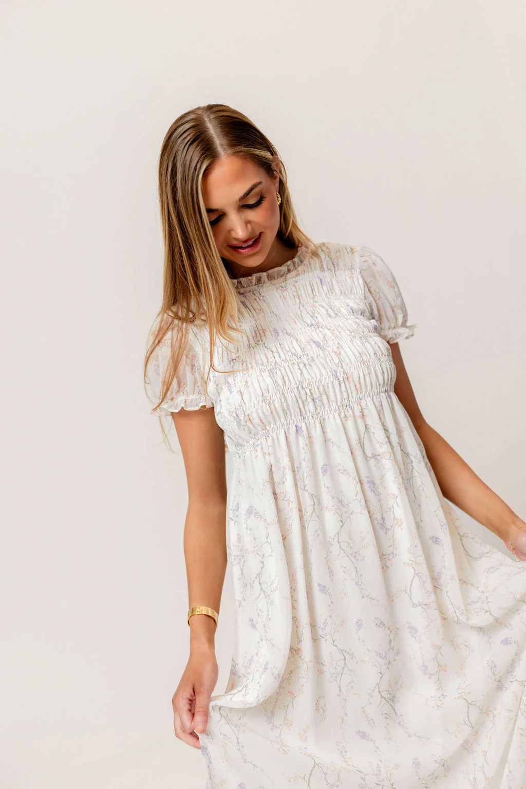Hearthstone Maxi Dress in Ivory/Lilac - Bump Friendly - Image 9