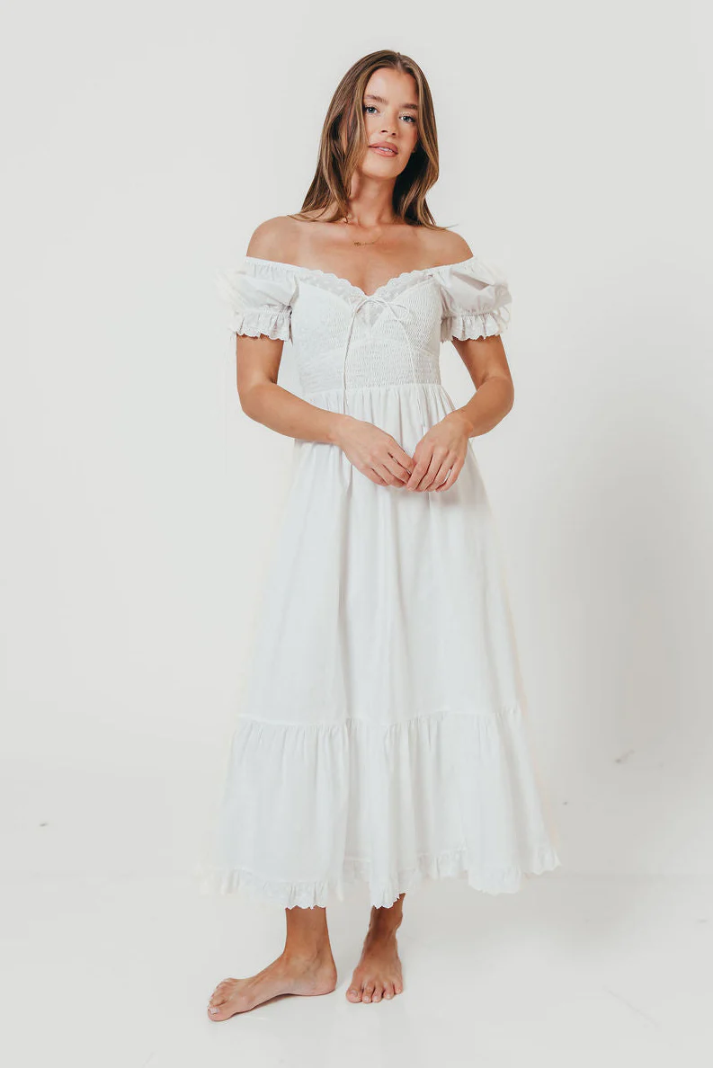 Holdyn 100% Cotton Maxi Dress in Off-White - Inclusive Sizing - Image 4