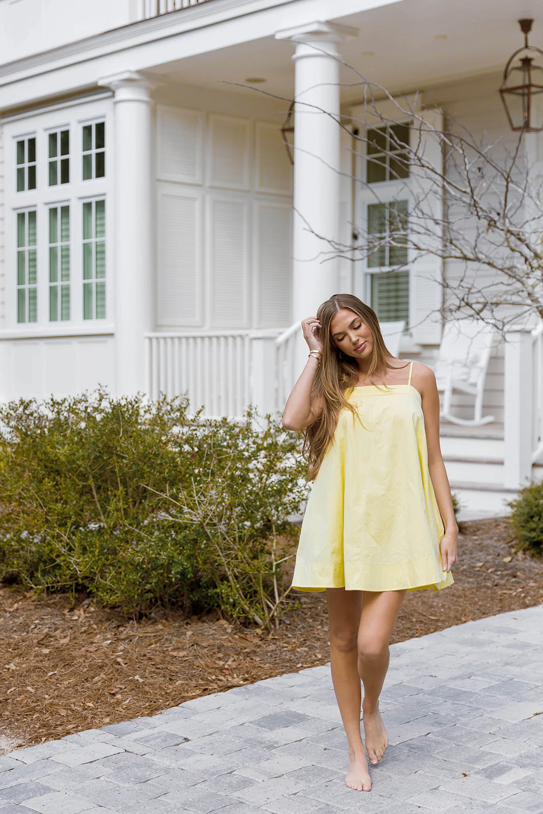 Mari Contrast Top Stitch Mini Dress in Lemon Yellow - Image 7