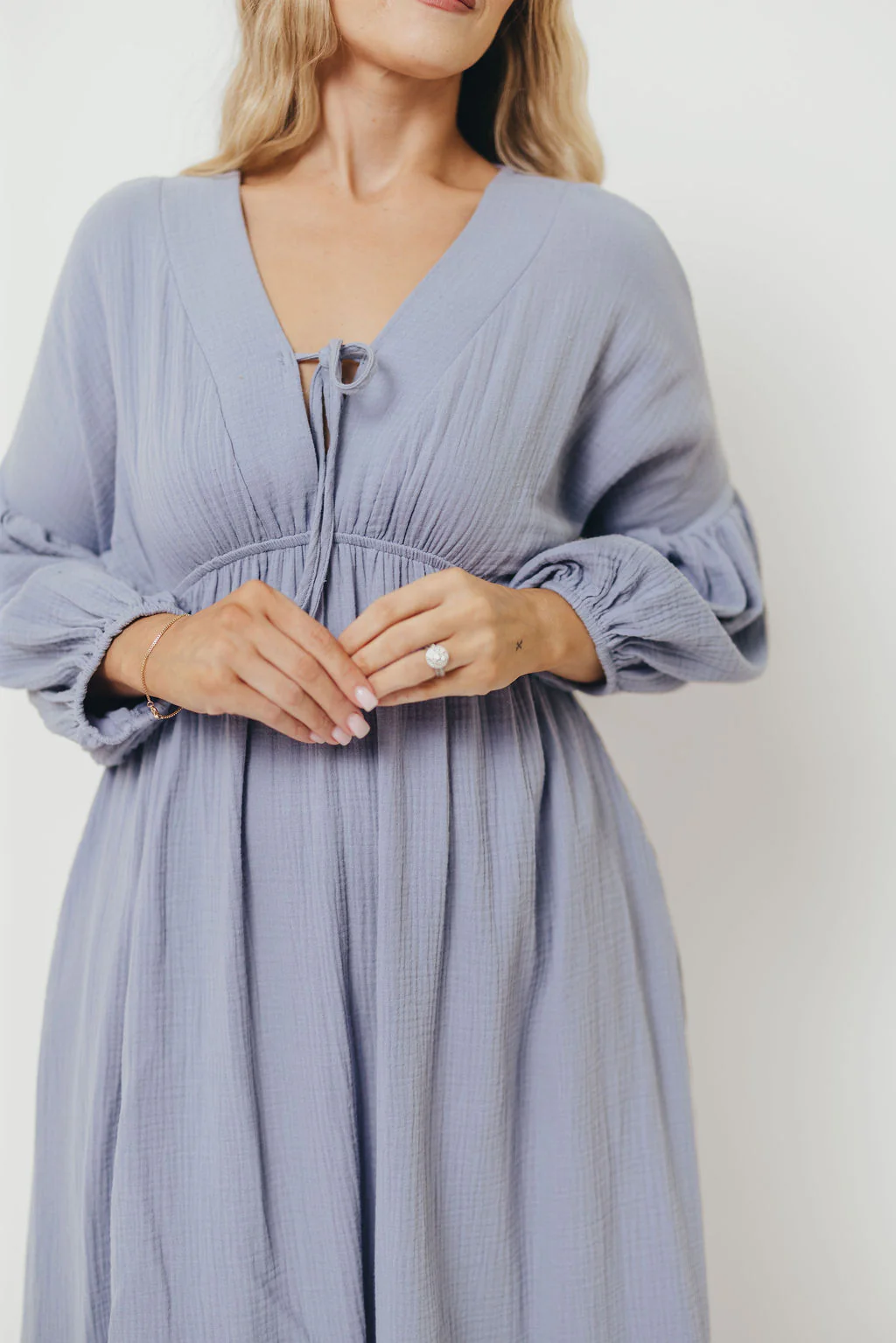 Hunter 100% Cotton Midi Dress in Blue - Bump Friendly - Image 10