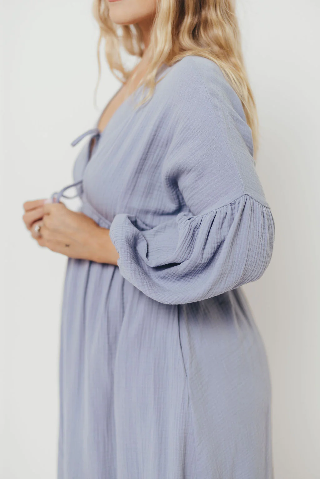 Hunter 100% Cotton Midi Dress in Blue - Bump Friendly - Image 11