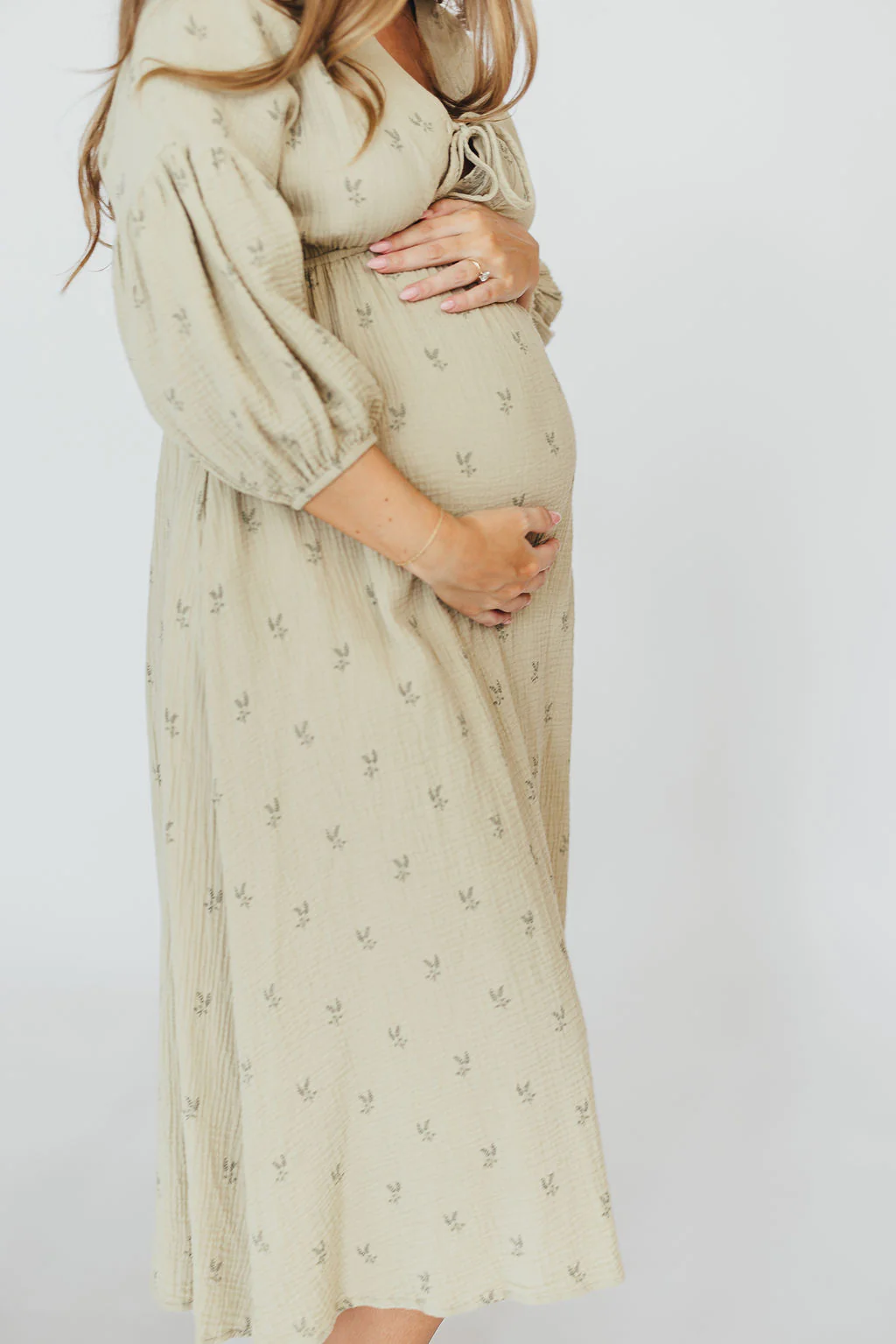 Hunter 100% Cotton Gauze Midi Dress in Thyme/Sage Foliage - Bump Friendly & Inclusive Sizing (XS-3XL) - Image 12