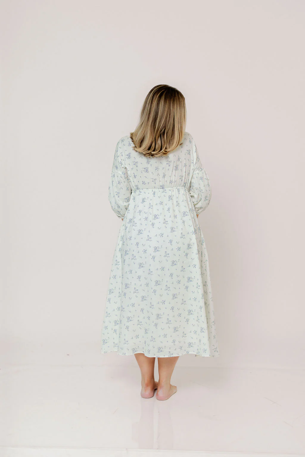 Hunter 100% Cotton Midi Dress in Off White/Blue - Bump Friendly & Inclusive Sizing - Image 20
