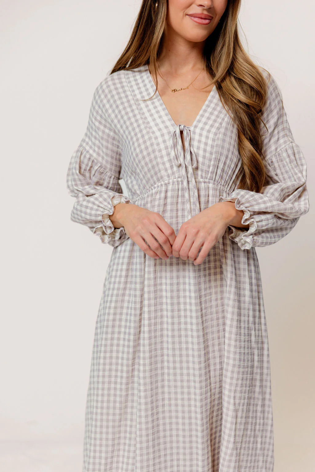 Hunter 100% Cotton Midi Dress in Wisteria Plaid (Lined) - Bump Friendly
