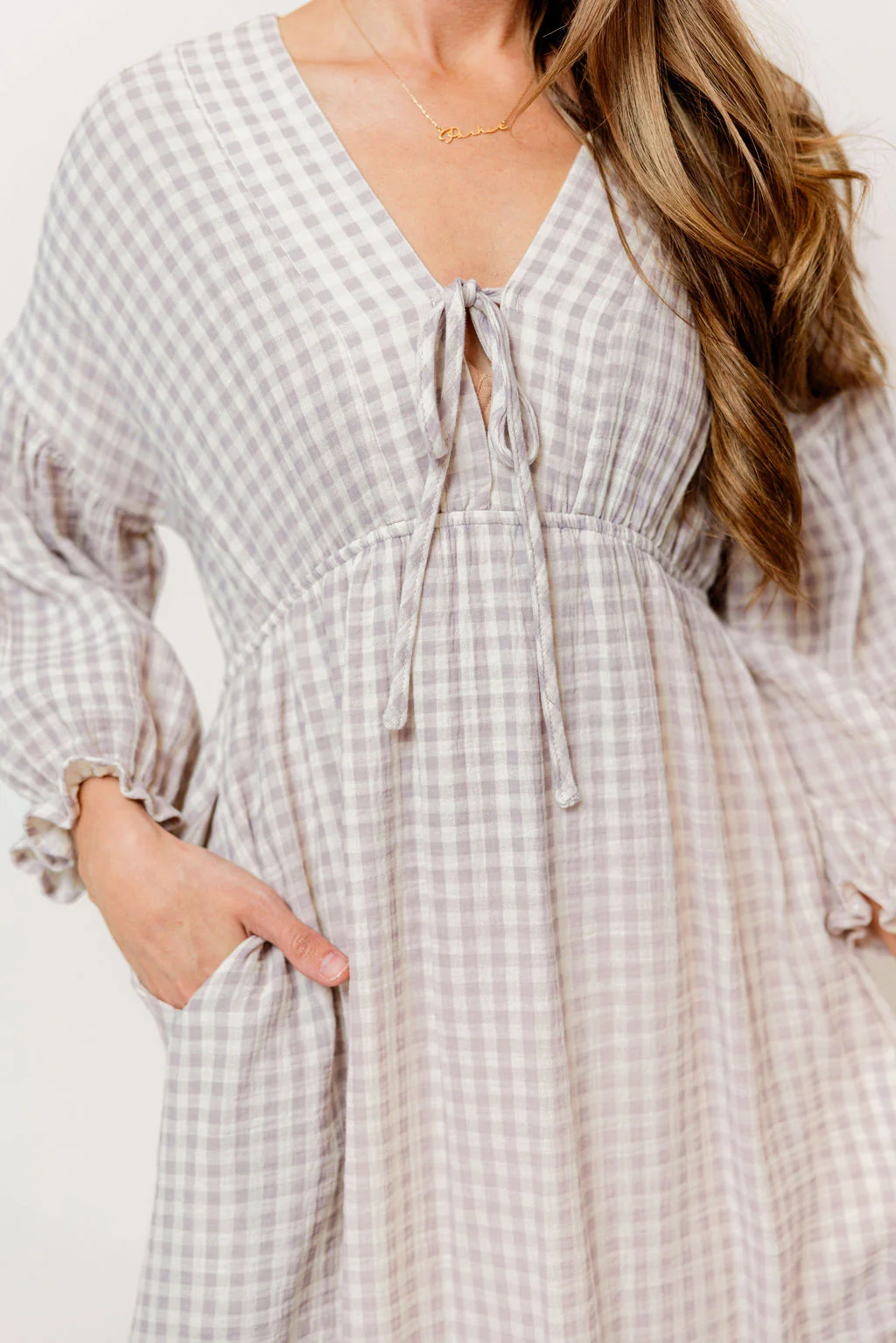 Hunter 100% Cotton Midi Dress in Wisteria Plaid (Lined) - Bump Friendly - Image 10