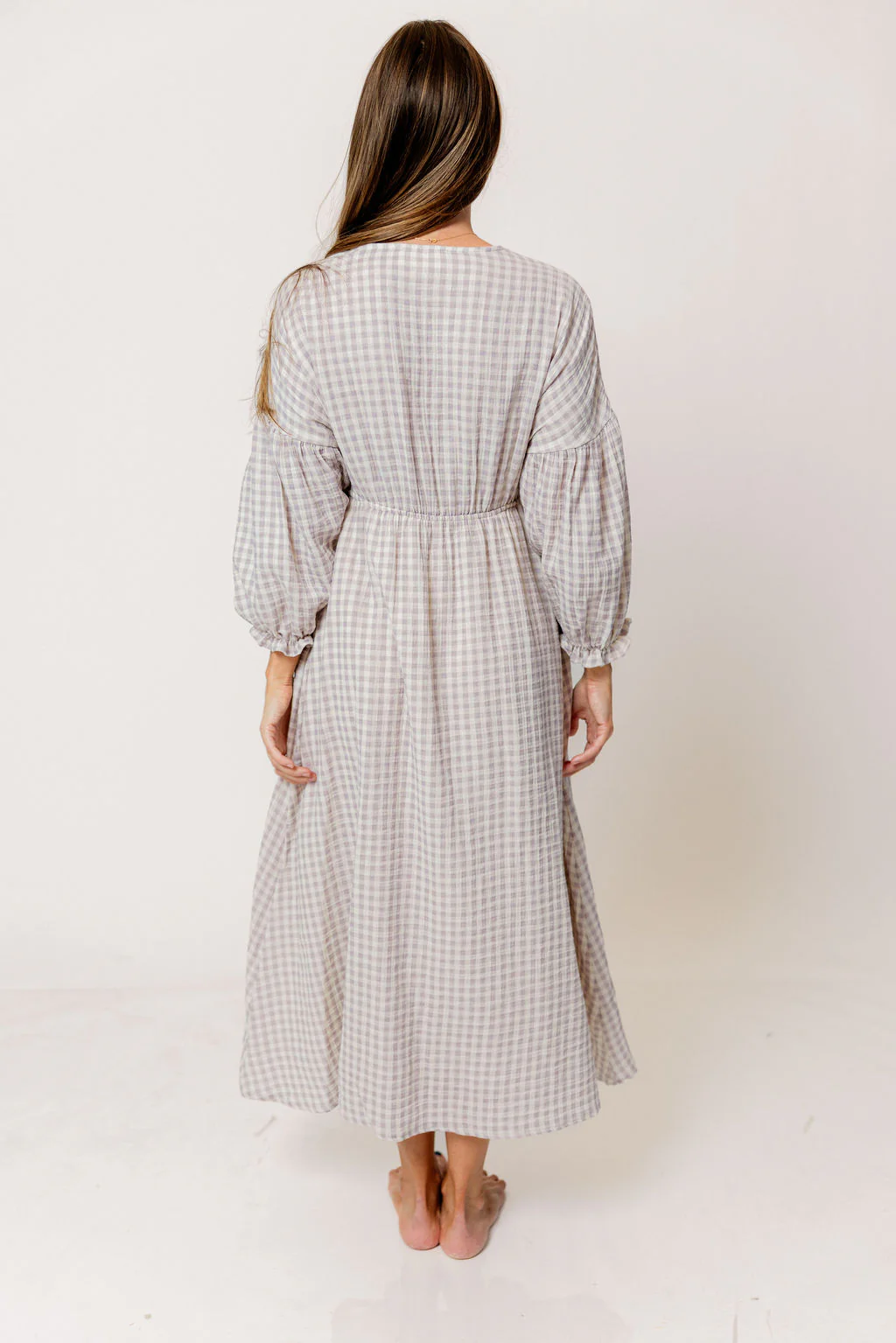 Hunter 100% Cotton Midi Dress in Wisteria Plaid (Lined) - Bump Friendly - Image 11