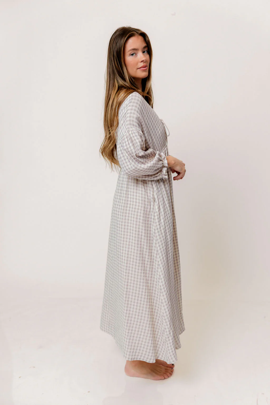 Hunter 100% Cotton Midi Dress in Wisteria Plaid (Lined) - Bump Friendly - Image 6