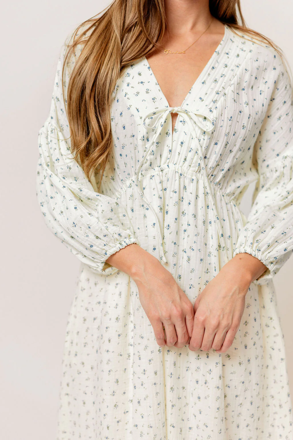 Hunter 100% Cotton Midi Dress in Bluebonnet - Bump Friendly