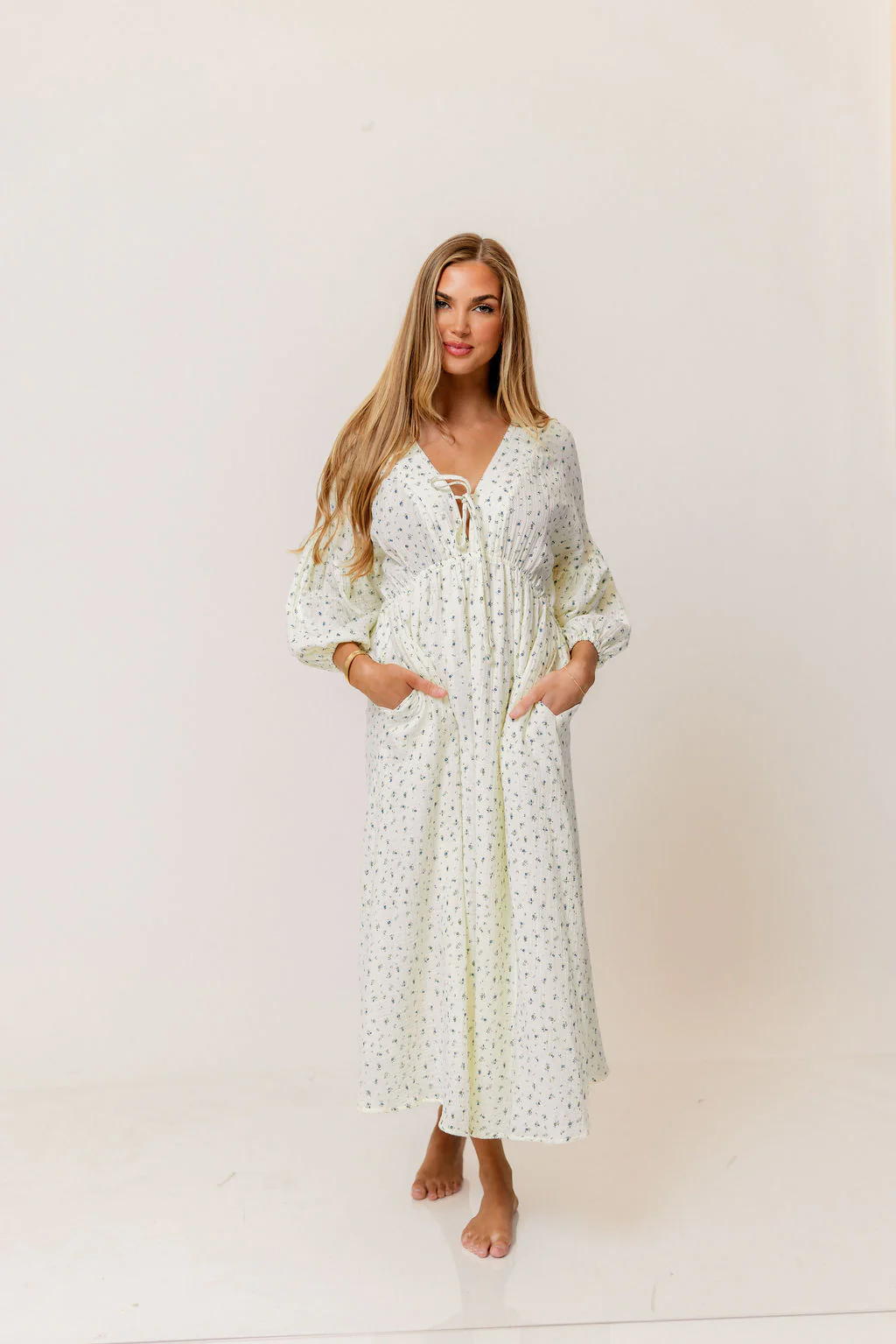 Hunter 100% Cotton Midi Dress in Bluebonnet - Bump Friendly - Image 13