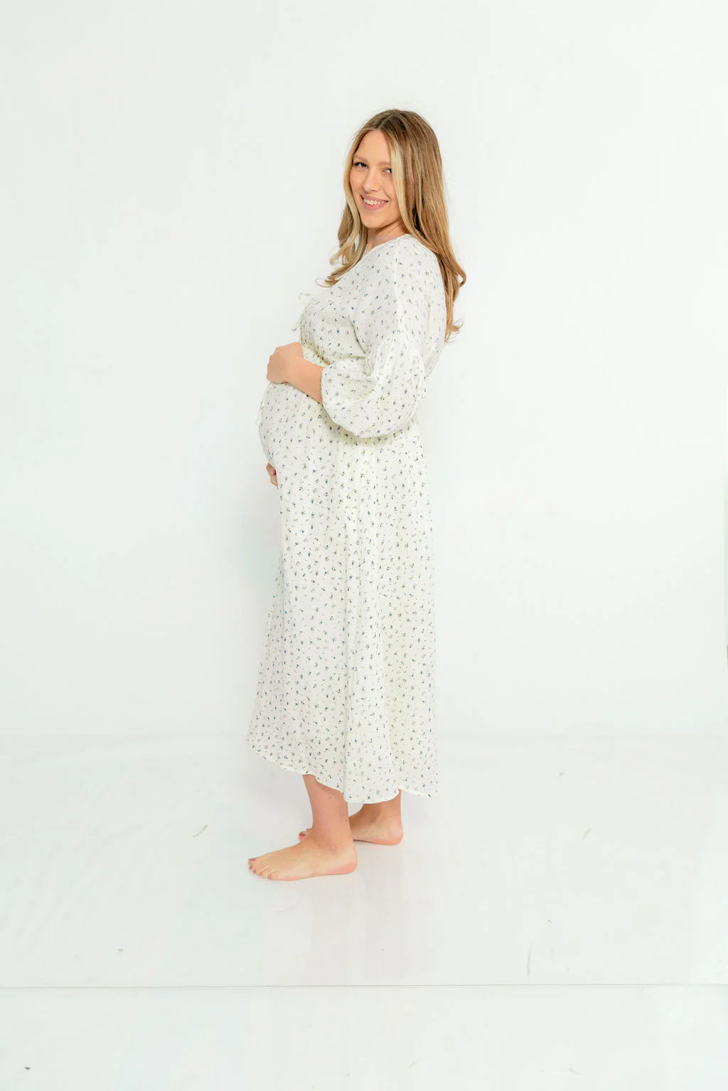 Hunter 100% Cotton Midi Dress in Bluebonnet - Bump Friendly - Image 18