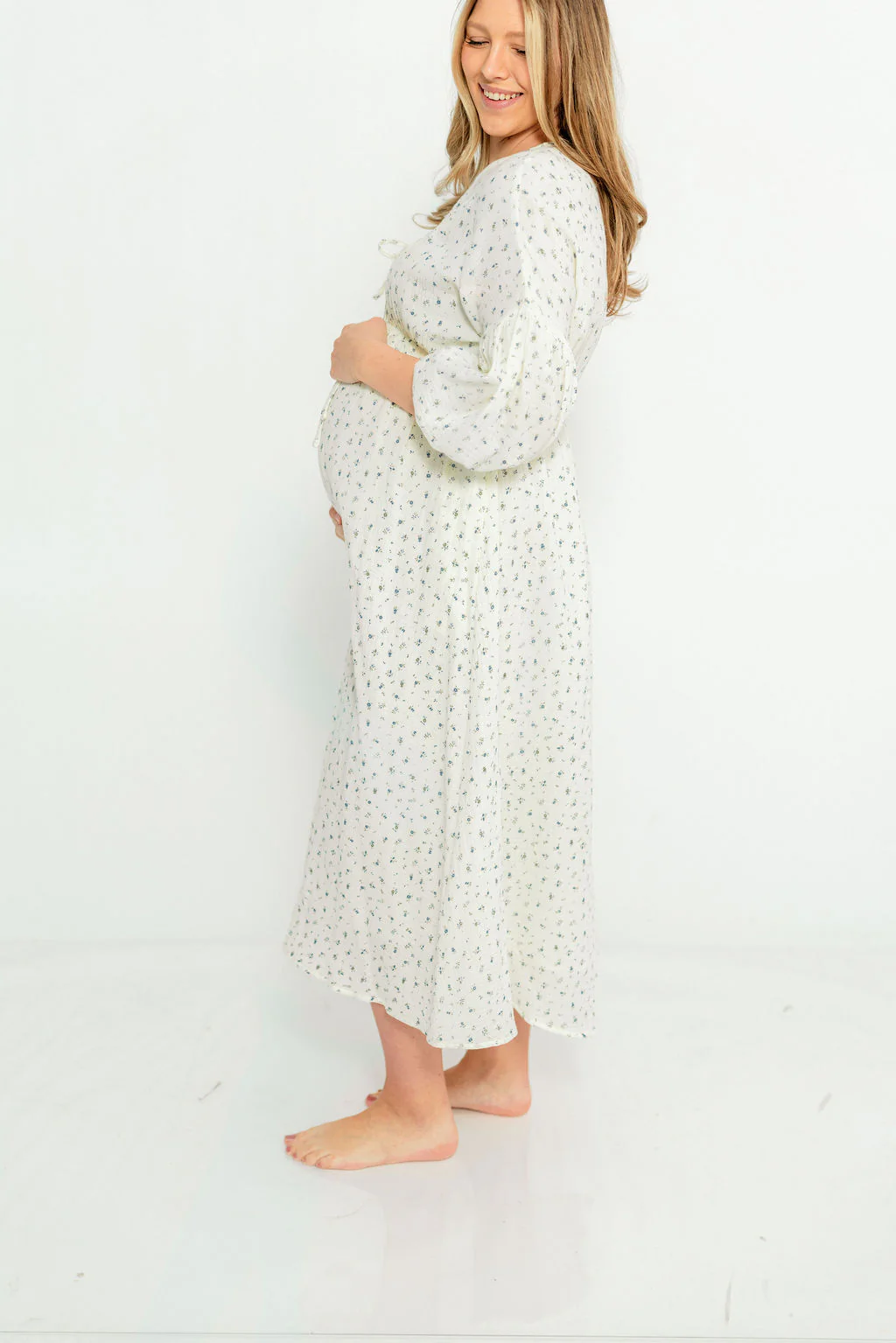 Hunter 100% Cotton Midi Dress in Bluebonnet - Bump Friendly - Image 19