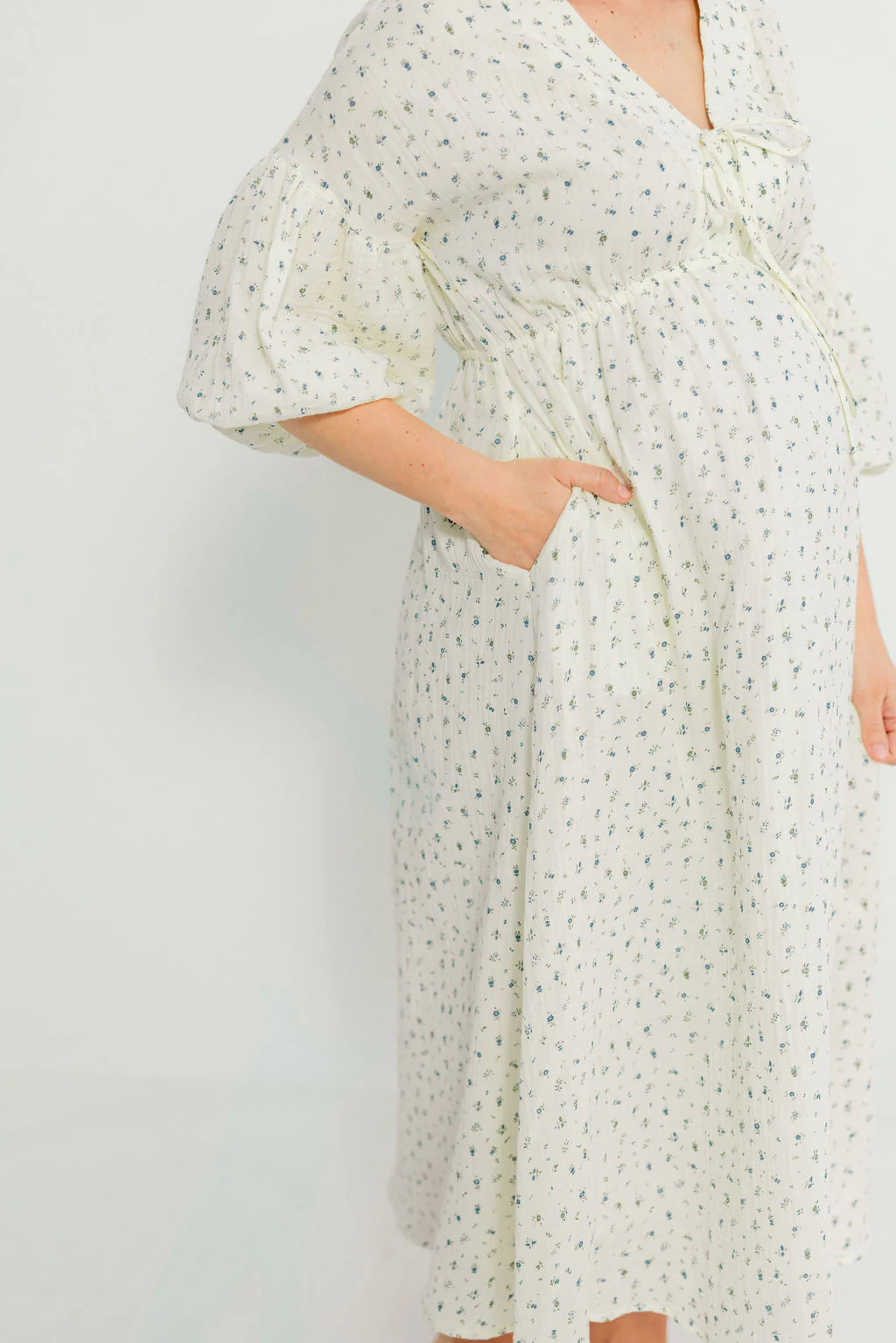 Hunter 100% Cotton Midi Dress in Bluebonnet - Bump Friendly - Image 20