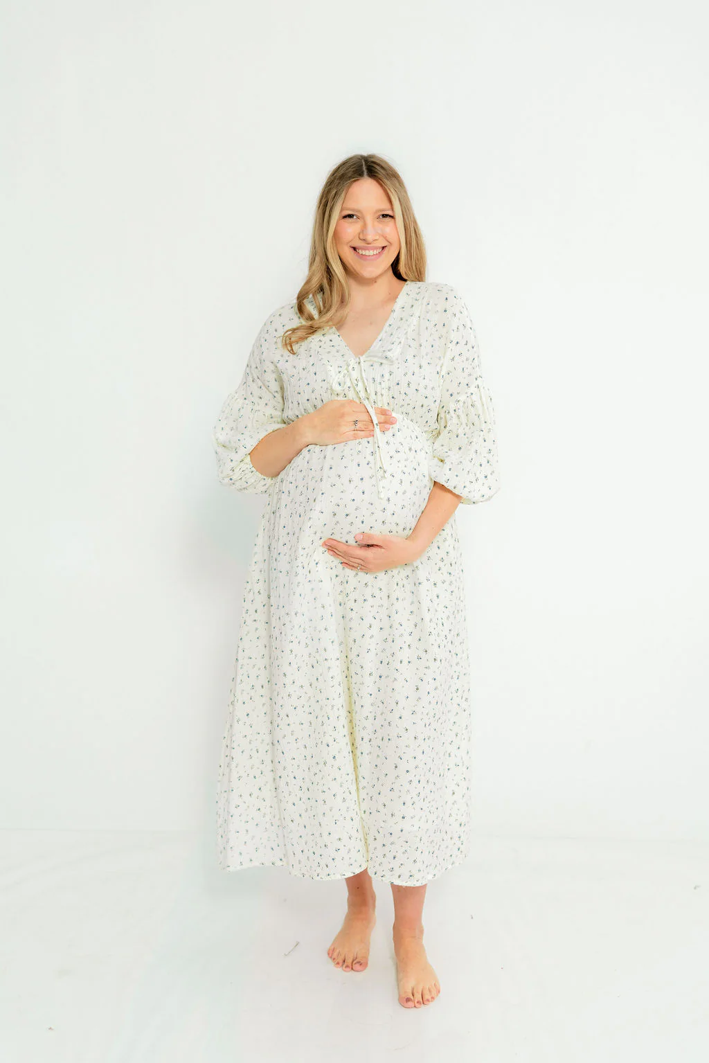 Hunter 100% Cotton Midi Dress in Bluebonnet - Bump Friendly - Image 3