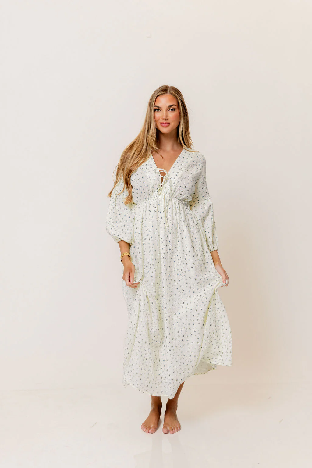 Hunter 100% Cotton Midi Dress in Bluebonnet - Bump Friendly - Image 5