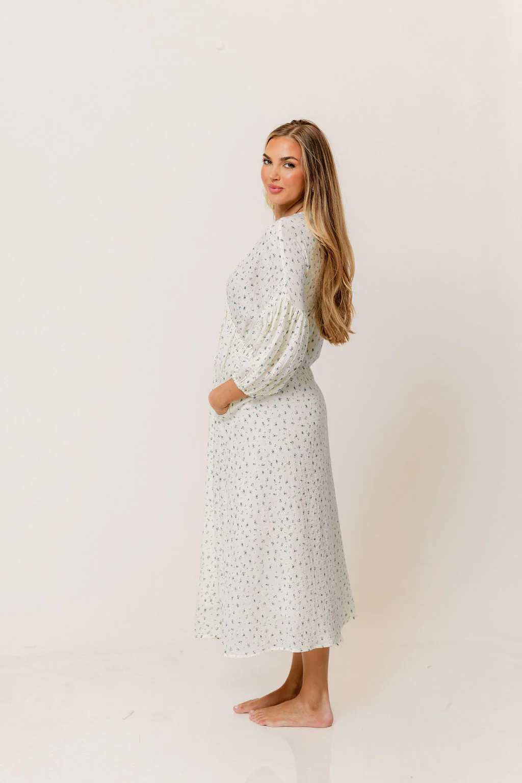 Hunter 100% Cotton Midi Dress in Bluebonnet - Bump Friendly - Image 6