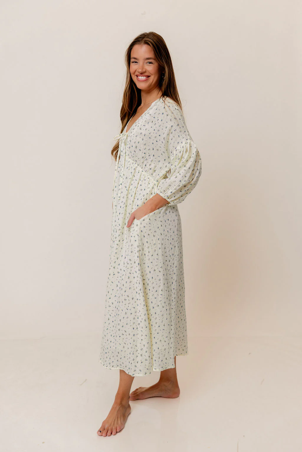 Hunter 100% Cotton Midi Dress in Bluebonnet - Bump Friendly - Image 7