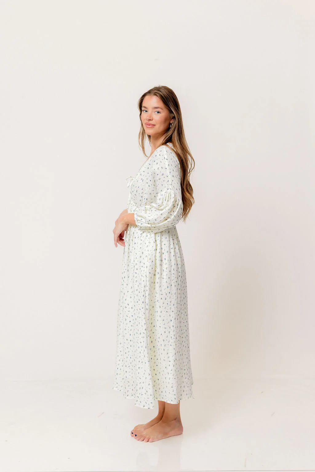 Hunter 100% Cotton Midi Dress in Bluebonnet - Bump Friendly - Image 8