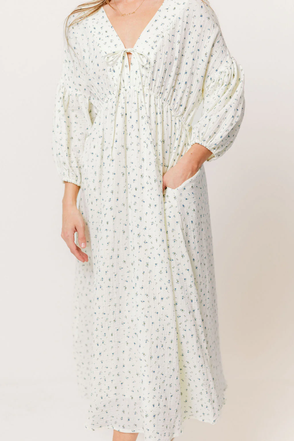 Hunter 100% Cotton Midi Dress in Bluebonnet - Bump Friendly - Image 9