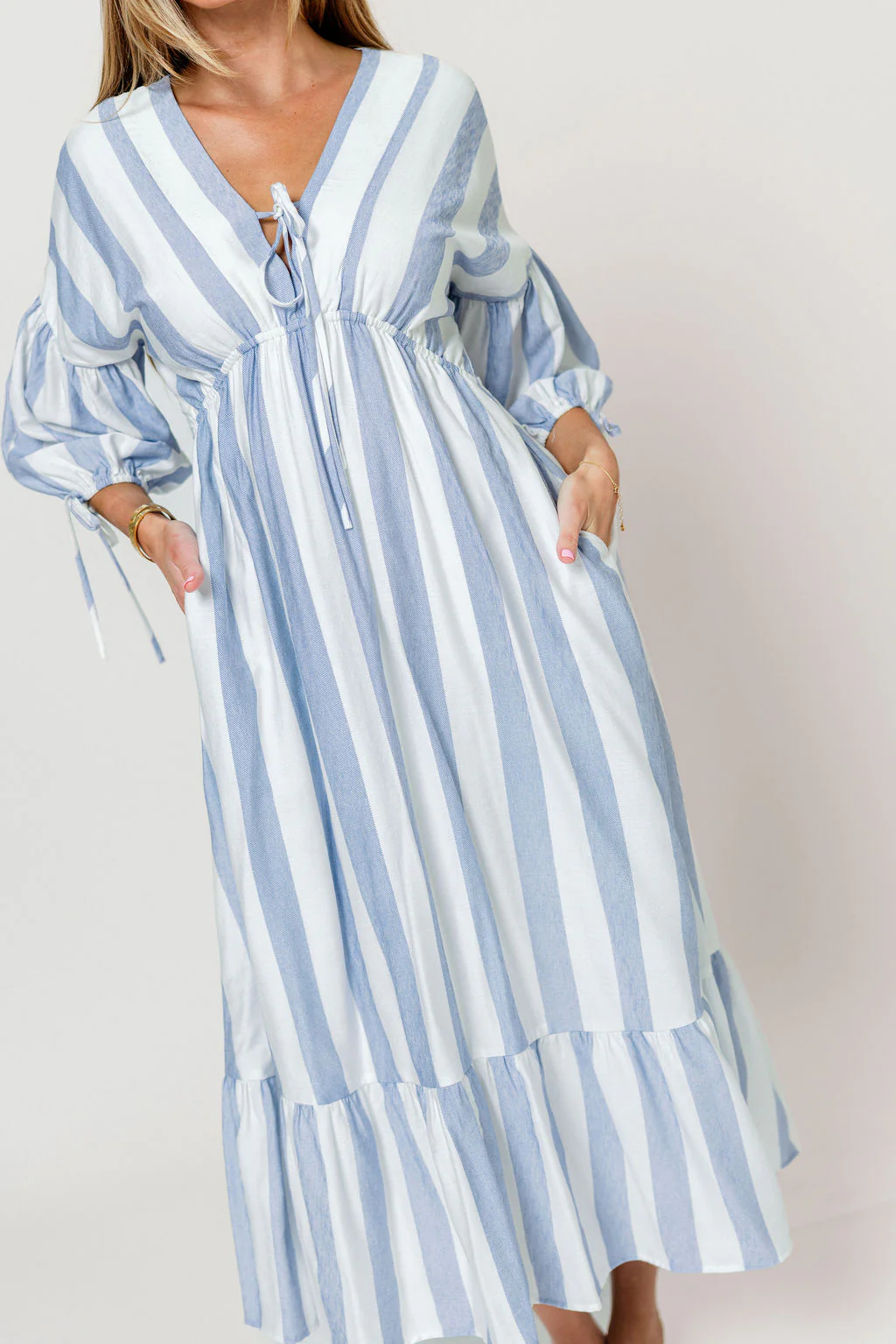 Hunter 100% Cotton Midi Dress in Blue Stripe - Bump Friendly & Inclusive Sizing *6/11 PRE-ORDER*