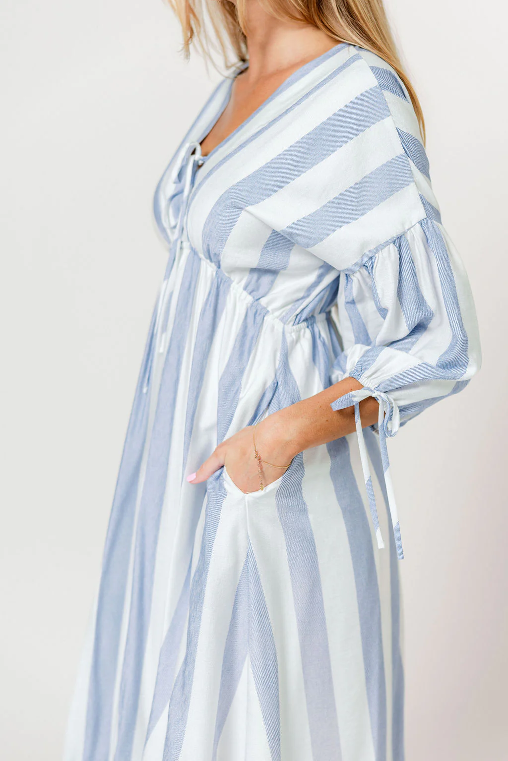 Hunter 100% Cotton Midi Dress in Blue Stripe - Bump Friendly & Inclusive Sizing *6/11 PRE-ORDER* - Image 3