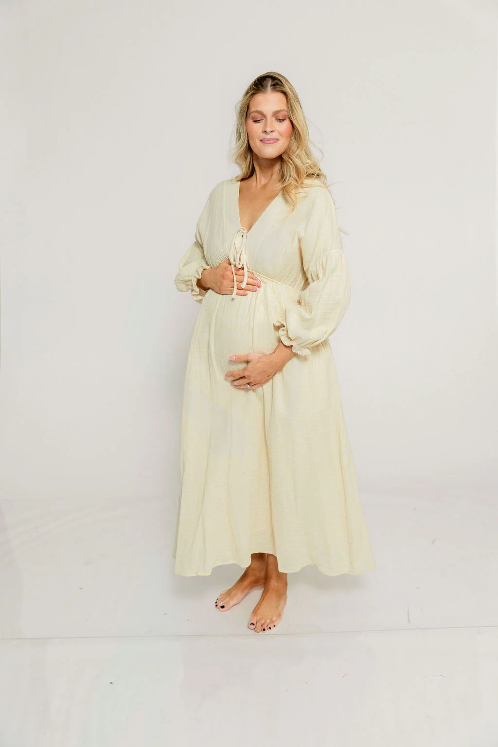 Hunter 100% Cotton Midi Dress in Custard Plaid (Lined) - Bump Friendly - Image 20
