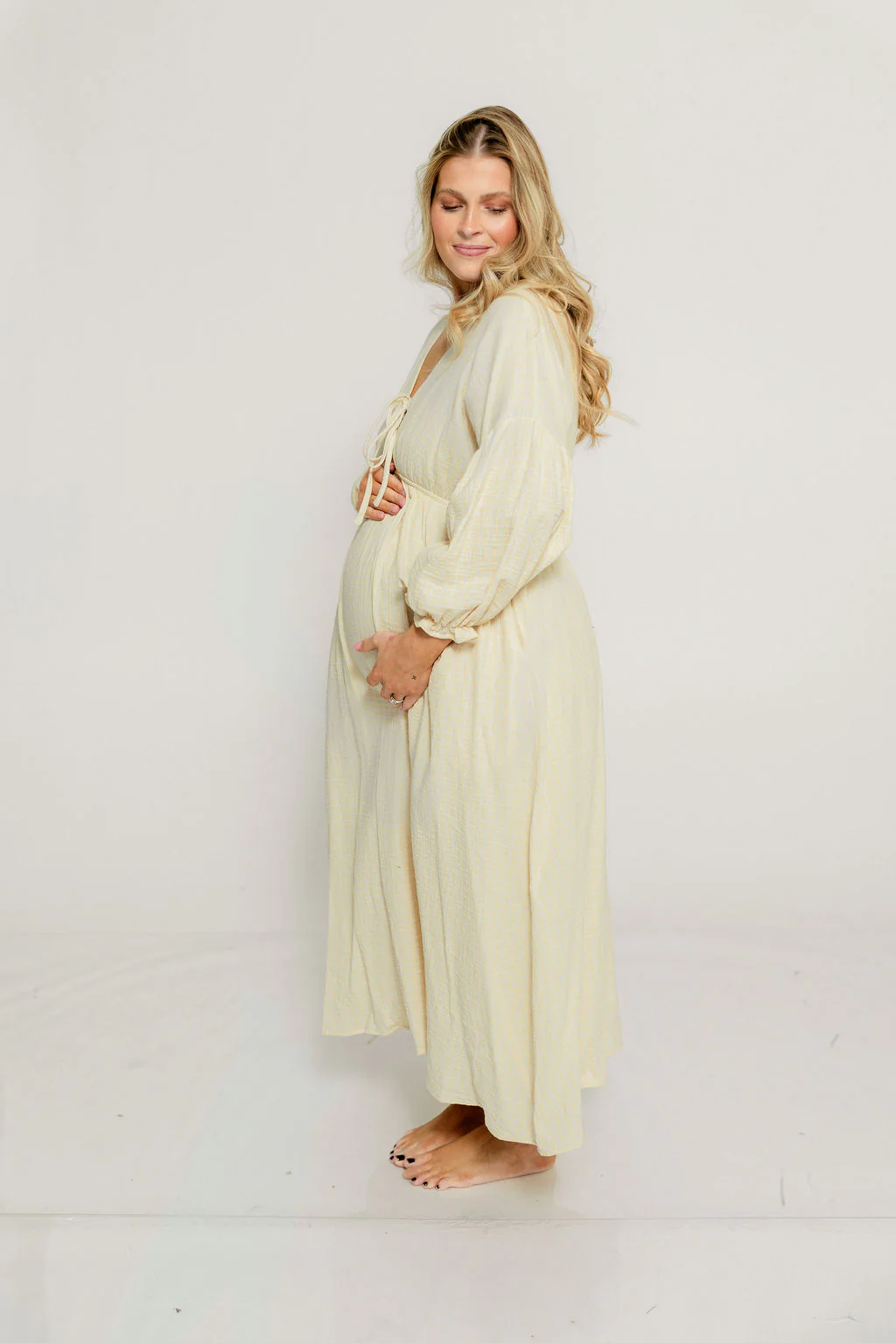 Hunter 100% Cotton Midi Dress in Custard Plaid (Lined) - Bump Friendly - Image 21