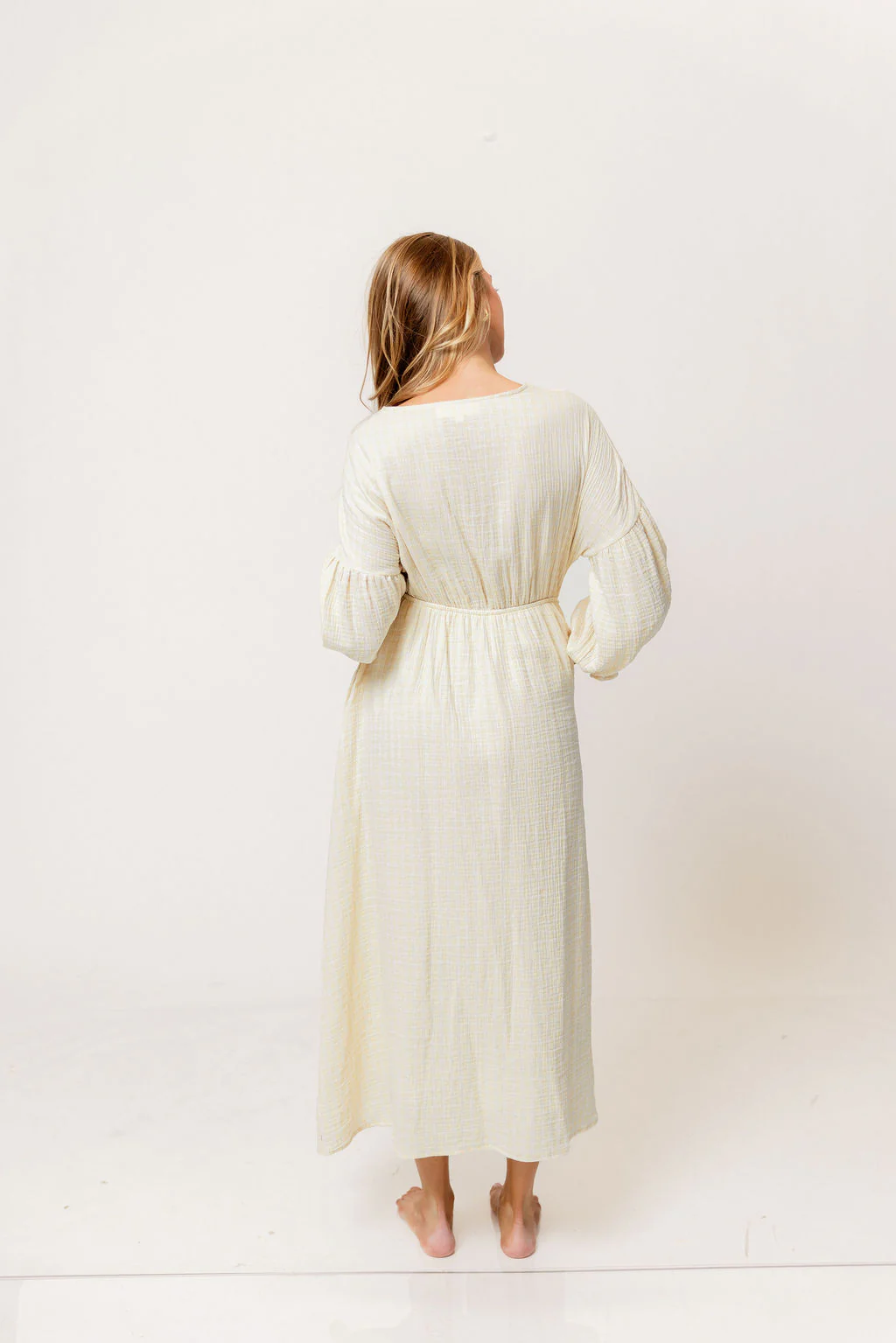 Hunter 100% Cotton Midi Dress in Custard Plaid (Lined) - Bump Friendly - Image 9
