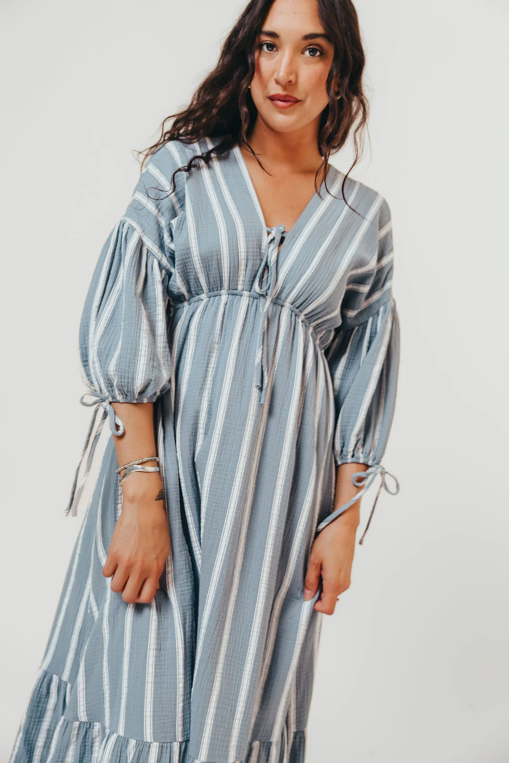 Hunter 100% Cotton Midi Dress in Dusty Blue - Bump Friendly & Inclusive Sizing *5/29 PRE-ORDER* - Image 4