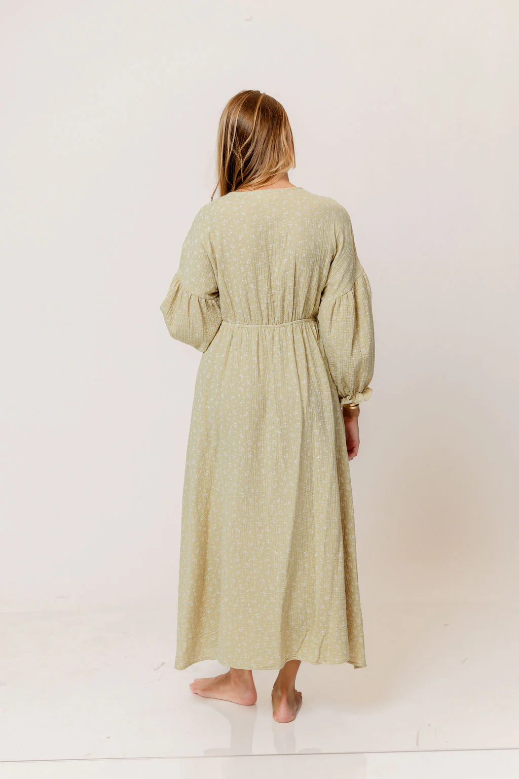 Hunter 100% Cotton Midi Dress in Green Haze Foliage - Bump Friendly - Image 10