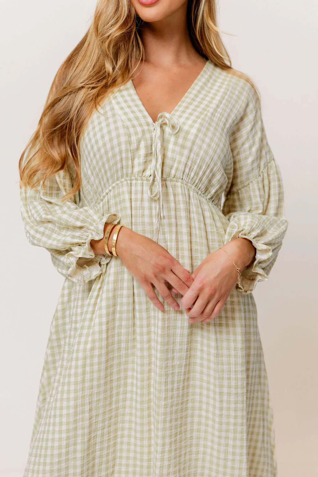 Hunter 100% Cotton Midi Dress in Green Haze Plaid (Lined) - Bump Friendly