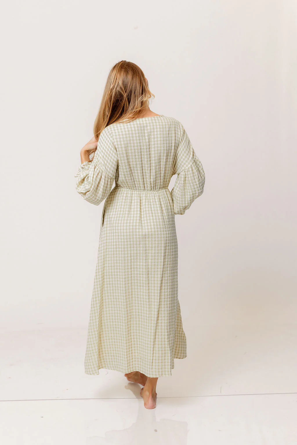Hunter 100% Cotton Midi Dress in Green Haze Plaid (Lined) - Bump Friendly - Image 5