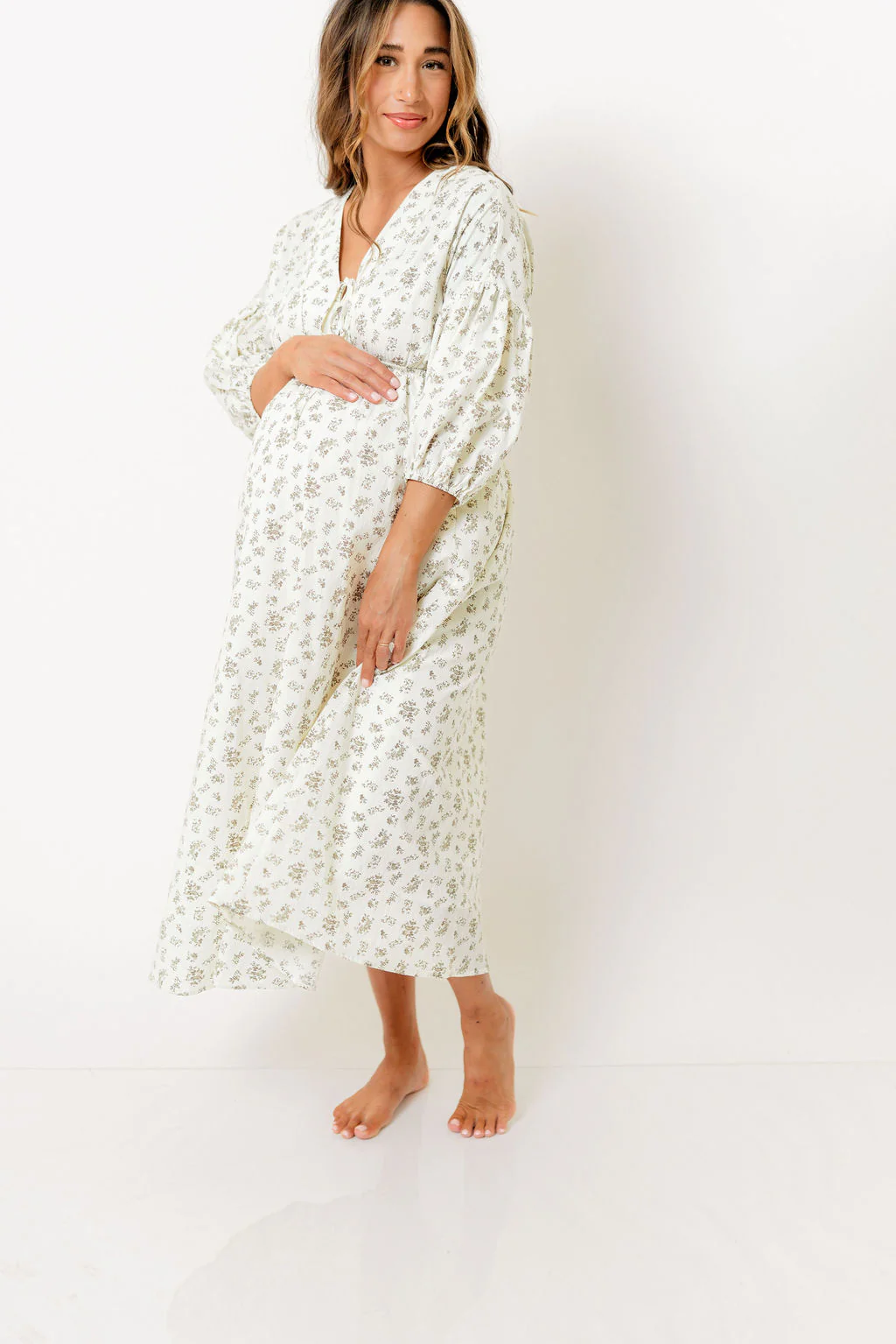 Hunter 100% Cotton Midi Dress in Ivory - Bump Friendly - Image 10