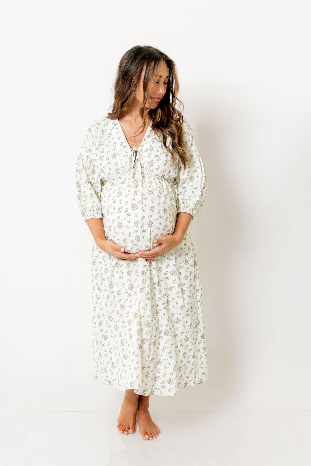 Hunter 100% Cotton Midi Dress in Ivory - Bump Friendly - Image 7