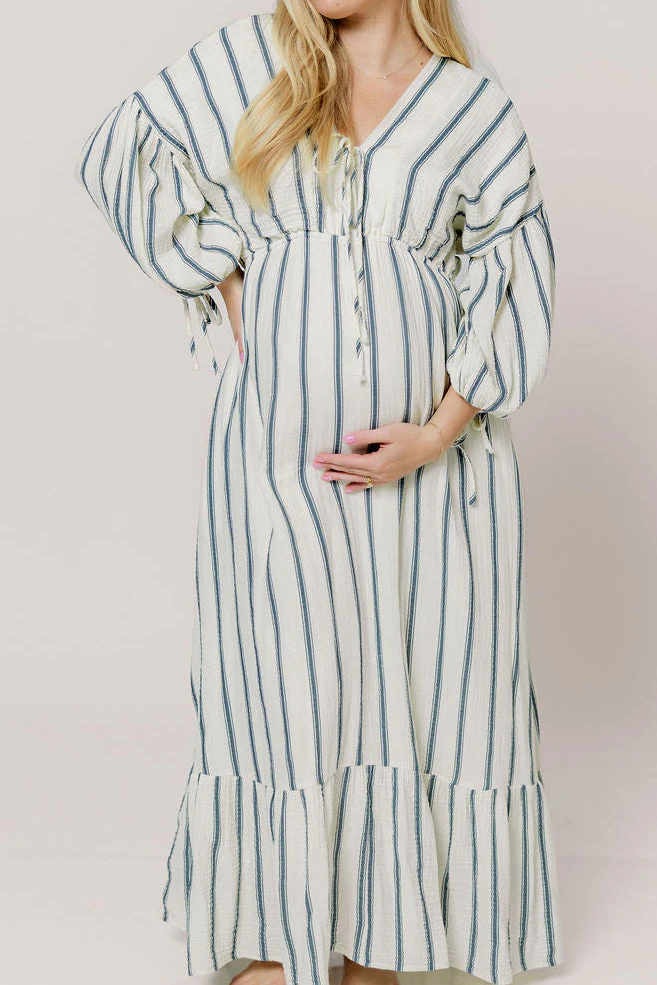 Hunter 100% Cotton Midi Dress in Navy Stripe - Bump Friendly & Inclusive Sizing *5/29 PRE-ORDER* - Image 10