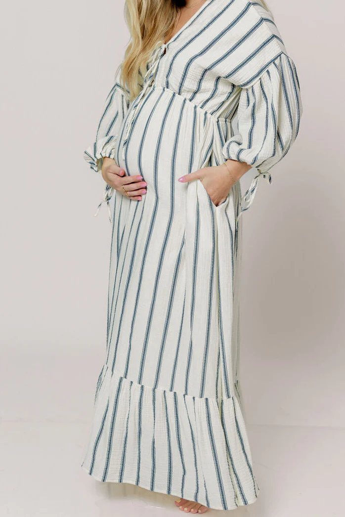 Hunter 100% Cotton Midi Dress in Navy Stripe - Bump Friendly & Inclusive Sizing *5/29 PRE-ORDER* - Image 12
