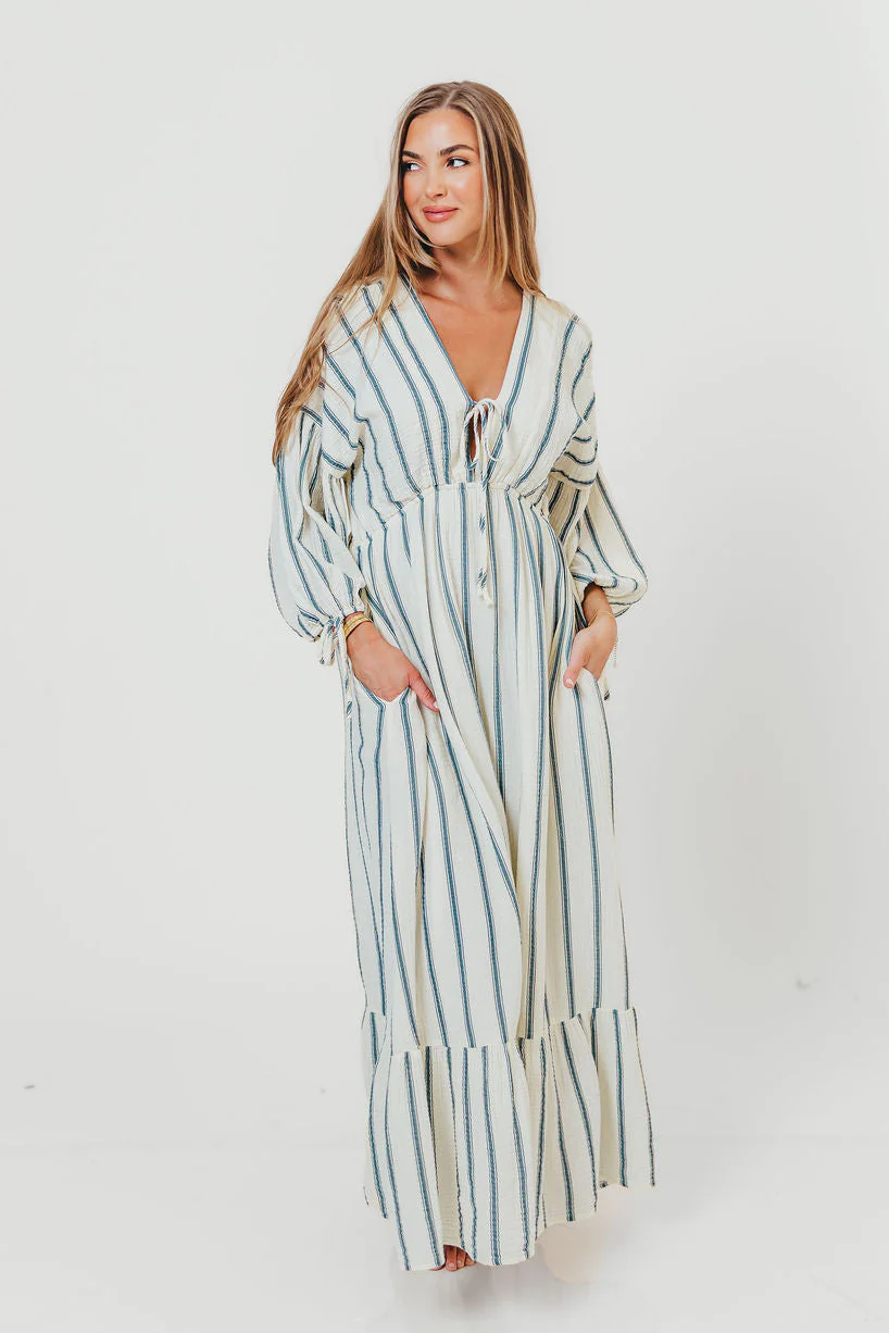 Hunter 100% Cotton Midi Dress in Navy Stripe - Bump Friendly & Inclusive Sizing *5/29 PRE-ORDER* - Image 4