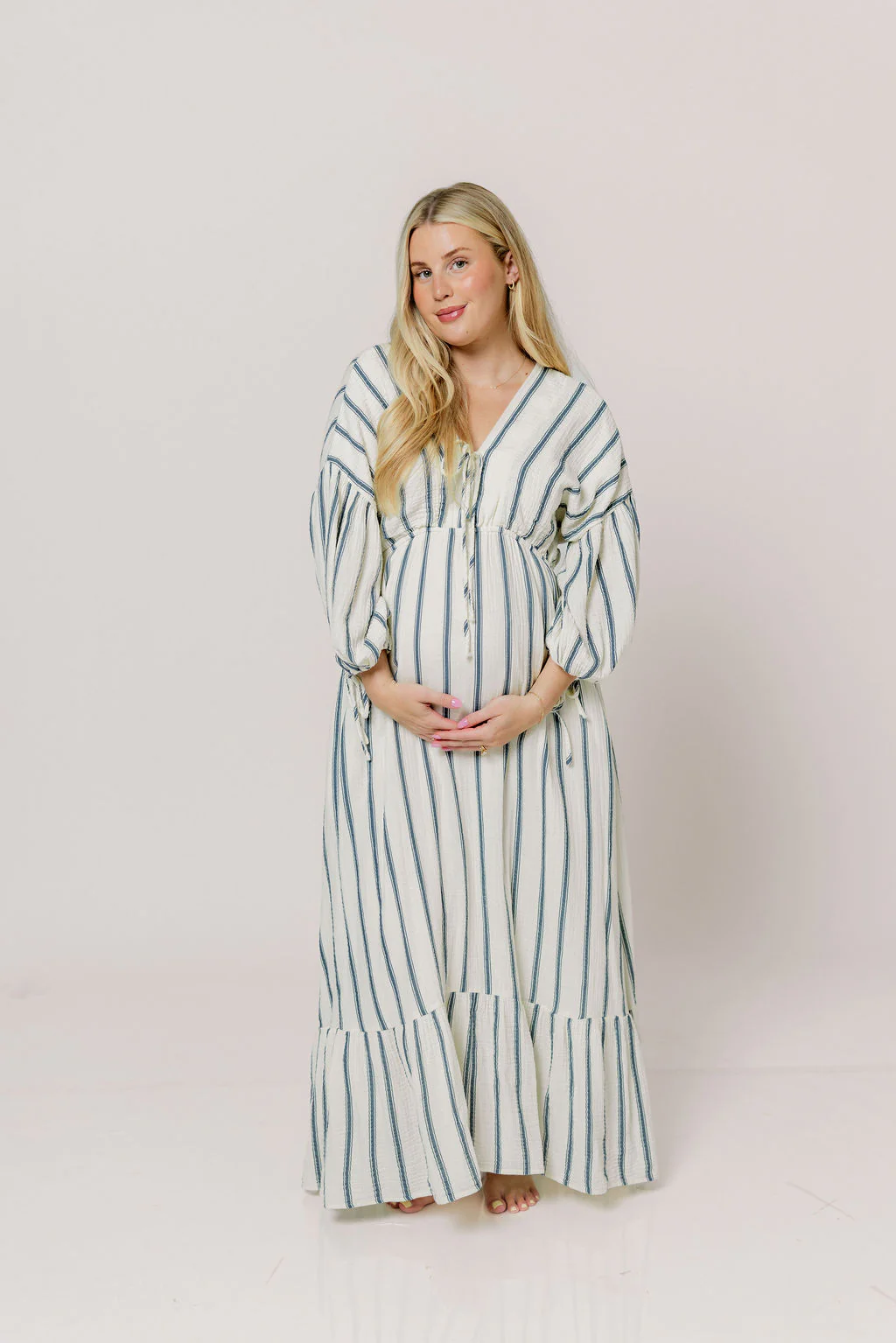 Hunter 100% Cotton Midi Dress in Navy Stripe - Bump Friendly & Inclusive Sizing *5/29 PRE-ORDER* - Image 9