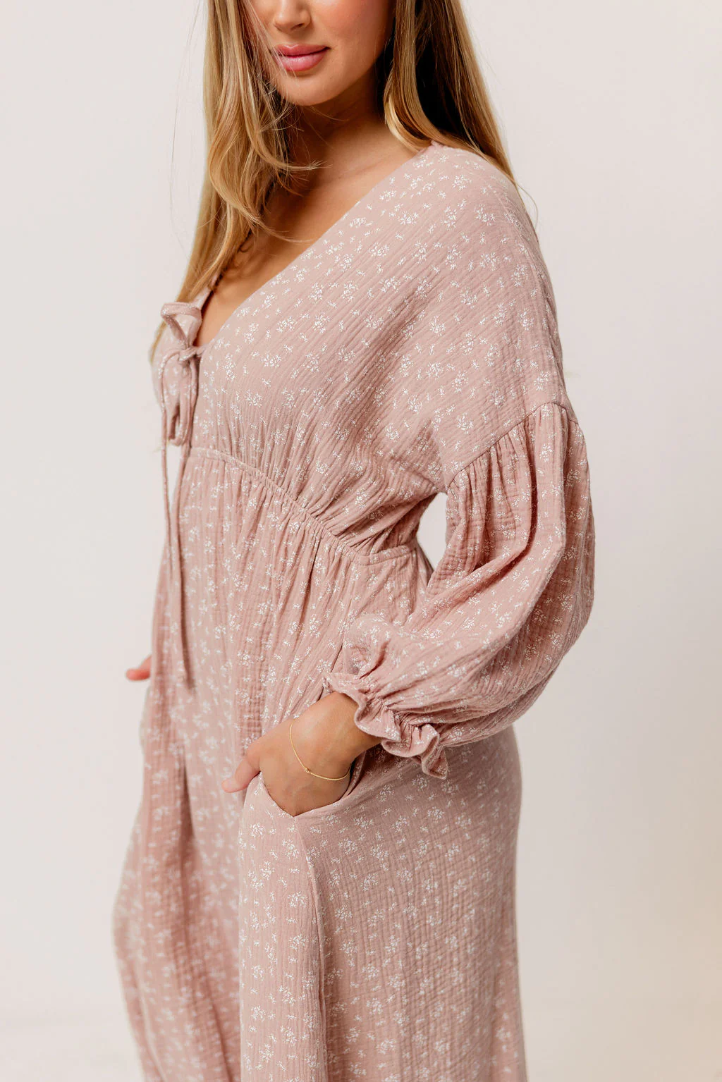 Hunter 100% Cotton Midi Dress in Rose Foliage - Bump Friendly - Image 6