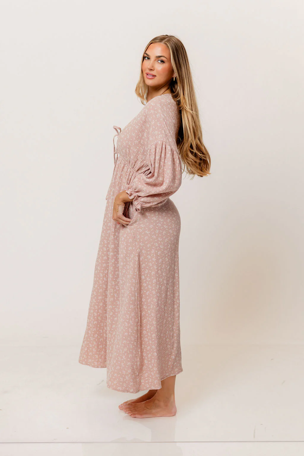 Hunter 100% Cotton Midi Dress in Rose Foliage - Bump Friendly - Image 7