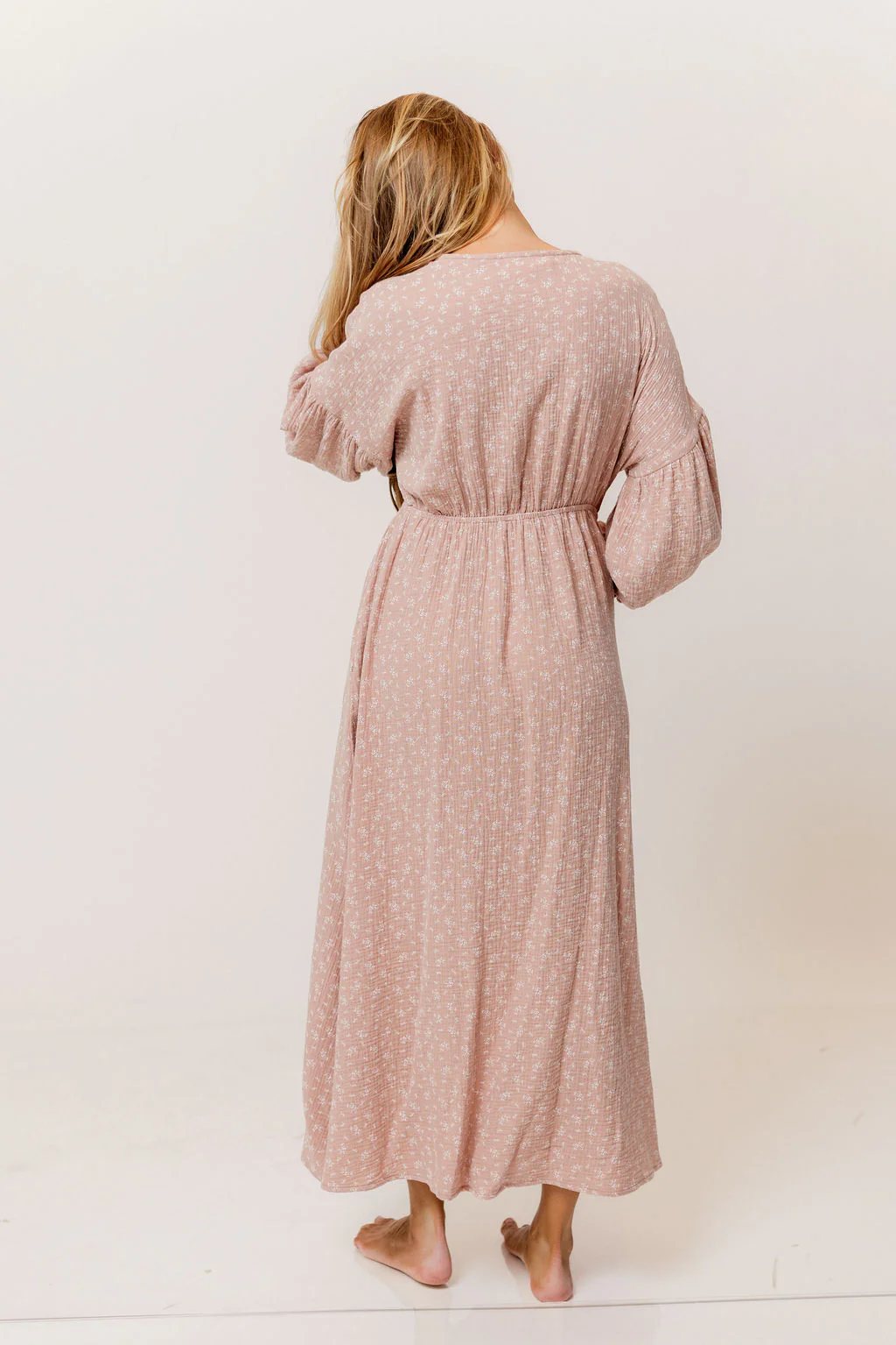 Hunter 100% Cotton Midi Dress in Rose Foliage - Bump Friendly - Image 8