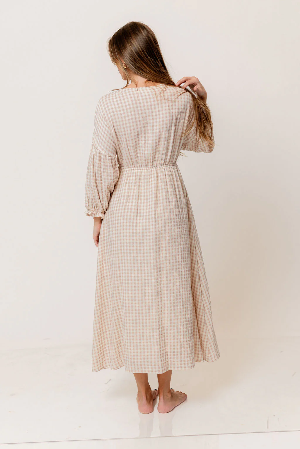Hunter 100% Cotton Midi Dress in Rose Plaid (Lined) - Bump Friendly - Image 7