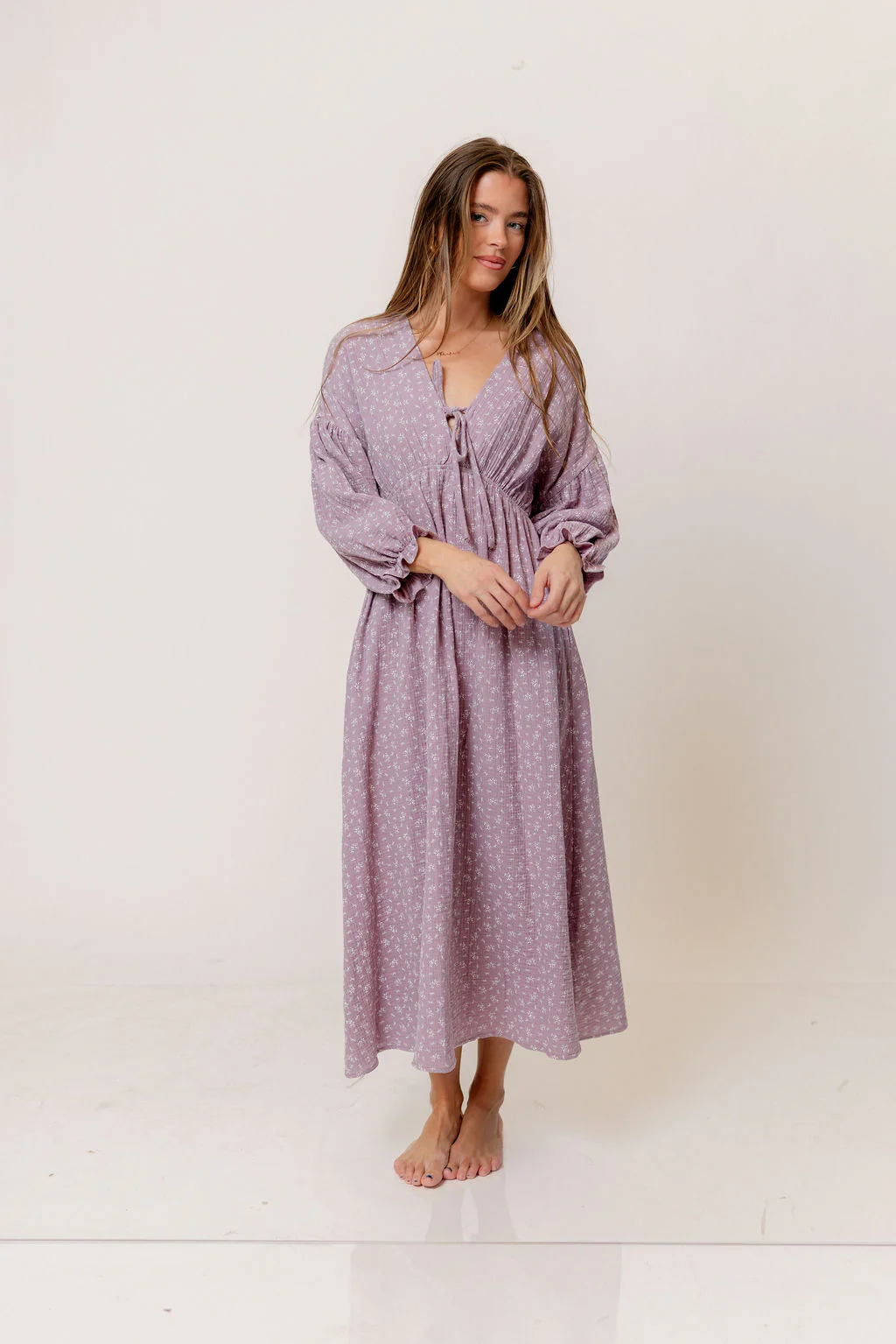 Hunter 100% Cotton Midi Dress in Wisteria Foliage - Bump Friendly - Image 3