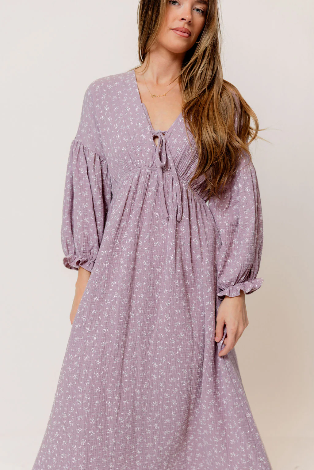 Hunter 100% Cotton Midi Dress in Wisteria Foliage - Bump Friendly - Image 4