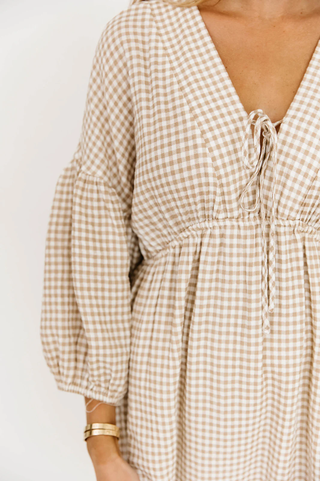 Hunter 100% Cotton Midi Dress in Natural Plaid - Bump Friendly - Image 6