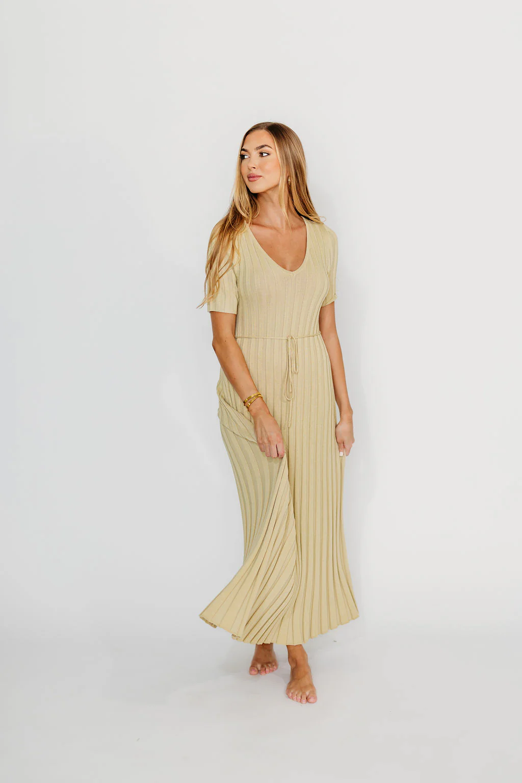 Oakley Ribbed Maxi Dress in Dusty Lime - Bump Friendly *Final-Sale* - Image 3