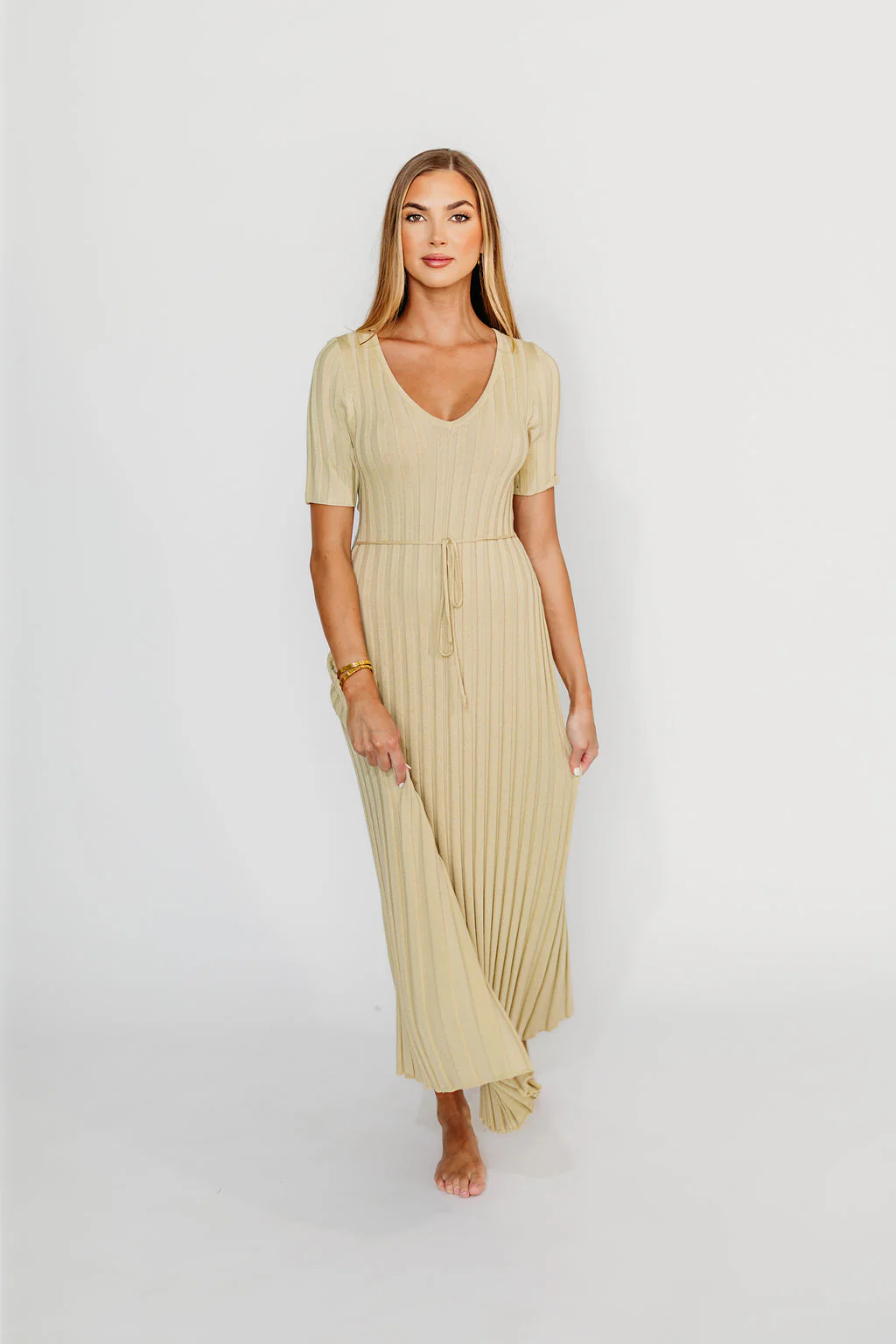 Oakley Ribbed Maxi Dress in Dusty Lime - Bump Friendly *Final-Sale* - Image 4